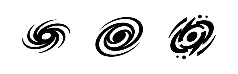 Galaxy swirl icon set. Spiral nebula, cosmic vortex, and universe elements. Vector illustration. © Lili