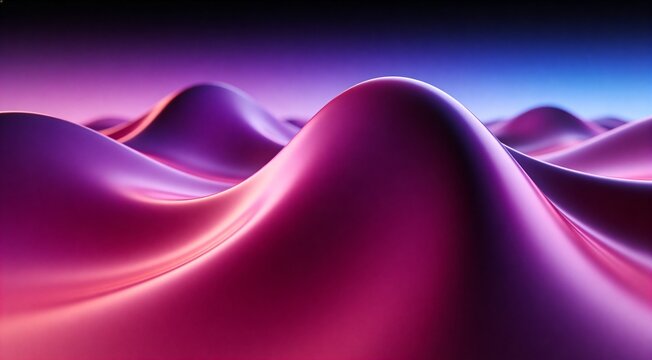 Abstract 3D landscape with smooth purple waves and gradient lighting