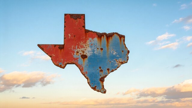 Rusty Texas State Shape Against Sky