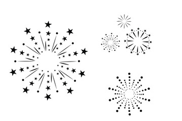 Obraz premium Firework Burst Vector Icons Set, Decorative Celebration Starburst Elements Isolated on White Background