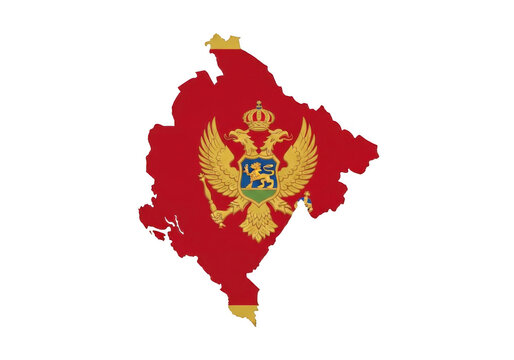 Map of montenegro with national flag pattern isolated on transparent background