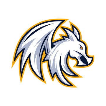 Dragon mascot logo, fantasy creature icon, esports vector