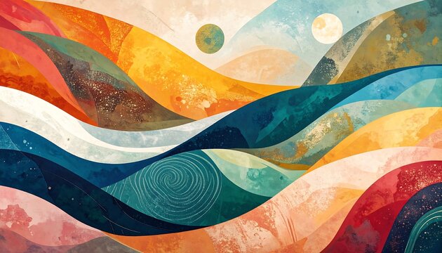 Vibrant abstract waves art design.