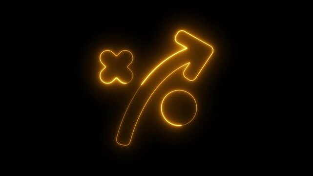 Neon strategy animation: glowing business planning and tactical growth symbol on black background
