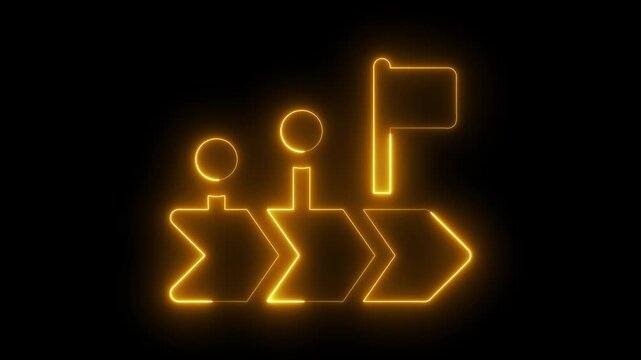 Glowing neon milestone roadmap animation for business strategy and project management