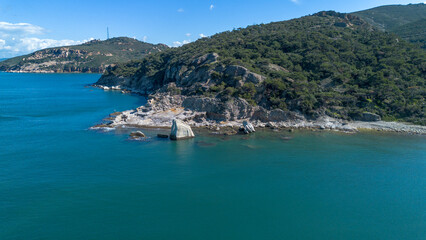 Naklejka premium Photograph in the field of sail rocks in Foca district of Izmir province. Turkish name; Yelken Kaya or yelkenkaya