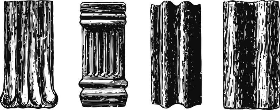 vintage wood column engraving set antique architectural decorative classical elements collection