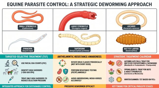 Equine Parasite Control Veterinary Infographic � Strategic Horse Deworming and Internal Parasite Guide