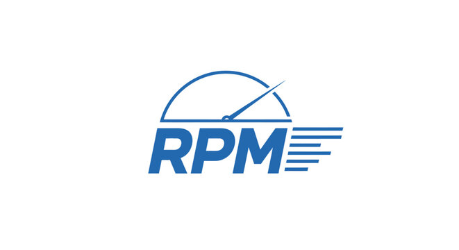 RPM logo with speedometer graphic and speed lines.