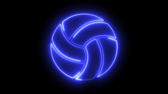 Glowing neon volleyball animation on black background, for sports branding, and digital media, light