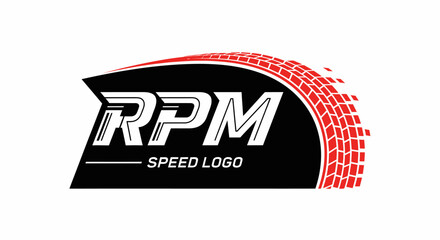RPM Speed Logo with Tire Track Effect. © AFAstore