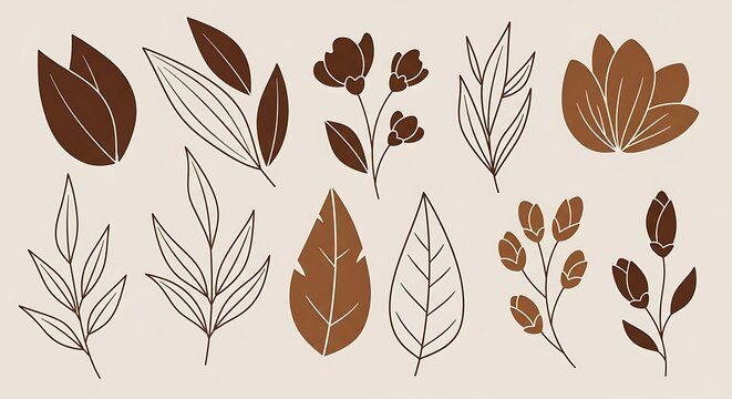 Autumn leaves botanical illustration set vector.