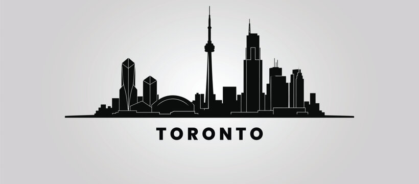Toronto city skyline in silhouette. Vector