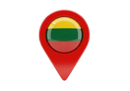 3d map pointer with the flag of lithuania isolated on transparent background