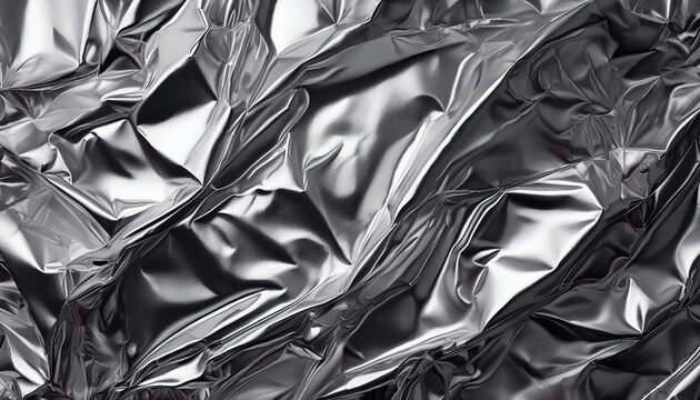 Shiny Grainy Tinfoil Aluminum Foil Loose Silver Leaf Texture Matte Gradient Monochrome Background