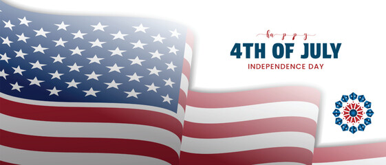 Fototapeta premium Happy 4th of july independence day with american flag