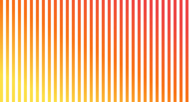 Scripted Content Geometric Vertical Stripe Pattern featuring Smooth Parallel Bars with Bright Lemon Yellow Flare transitioning into Vivid Tangerine and Warm Coral Red on High Contrast White Minimalist