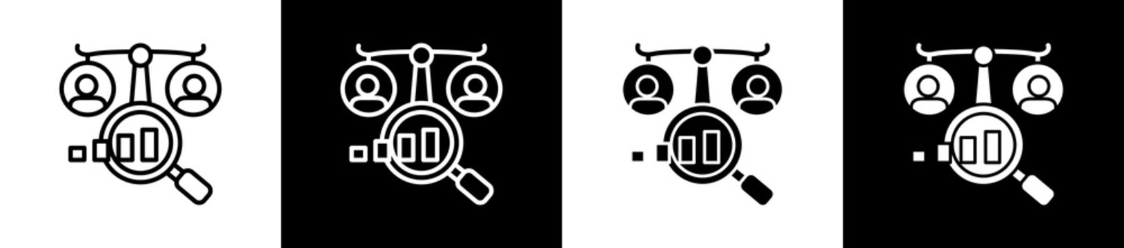 Benchmarking Icon In Outline And Glyph Styles With Black And White Variations