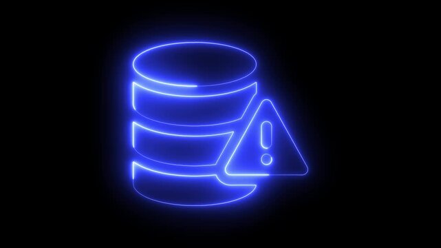 Neon database error animation: digital server failure and data warning concept