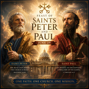 Saints peter and paul illustration for catholic feast day
