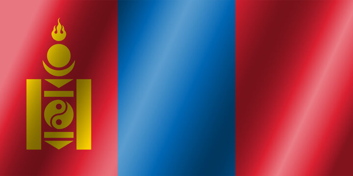 The official national flag of Mongolia.Vector.3D illustration.Highly detailed flag of Mongolia,with official proportions and color.
