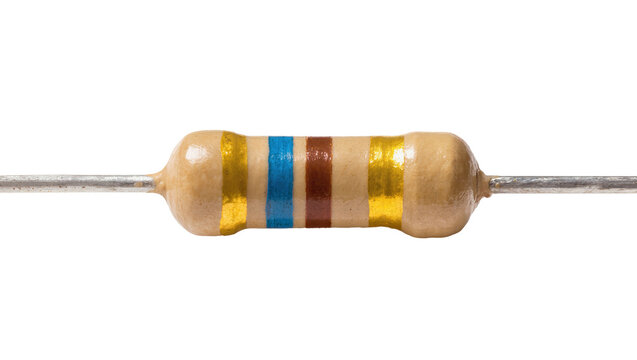 Electronic resistor with color bands gold blue, brown