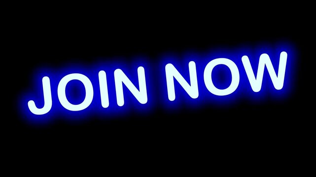 Interactive Blue Neon Button 'JOIN NOW' with Continuous Loop and Clear Background, Perfect for Online Communities and Subscription Sign-ups