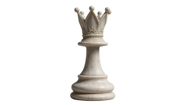 Stone chess queen piece with ornate crown