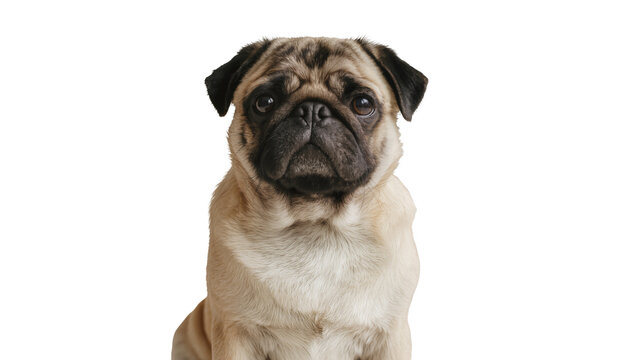 Pug dog face with fawn coat and black markings