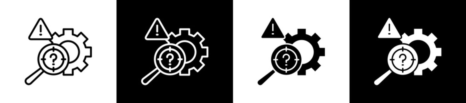 Issue Icon In Outline And Glyph Styles With Black And White Variations