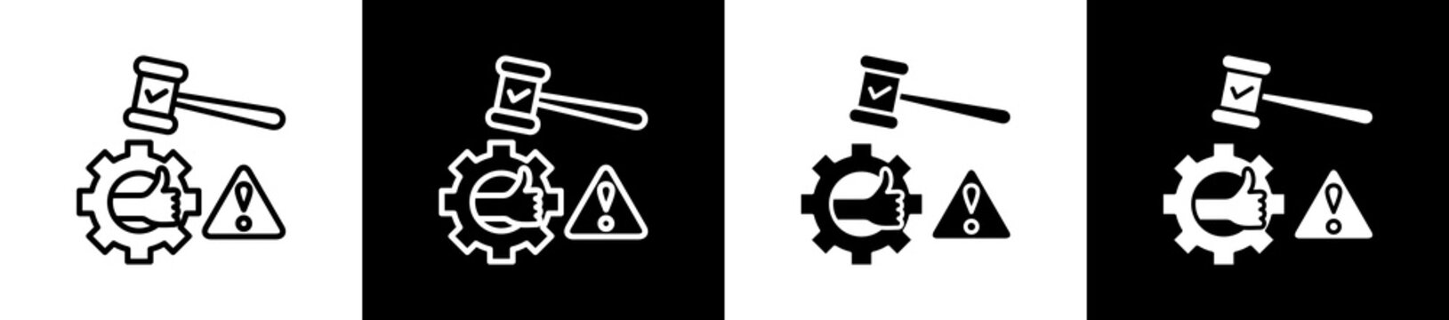 Compliance Icon In Outline And Glyph Styles With Black And White Variations