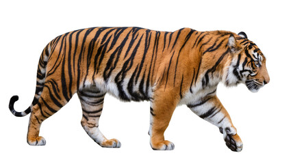 Obraz premium Bengal tiger walking profile view