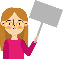 Dziewczyna trzymająca baner. Postać z pustą tabliczką. © EmBer_graphic