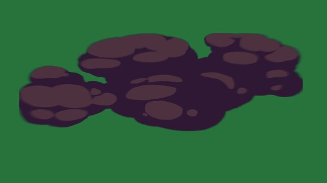 A green screen with yellow light on it and bunch of fireballs chocolates shadow background white border flowers mushrooms animated chromakey background figure cartoonish depth elements