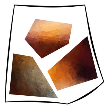 Fragments of a Warm Memory or Stratum - This angle leans into the rich, high-contrast palette of ochre, deep amber, and charcoal grays, treating the geometric shapes as shifting layers of memory.