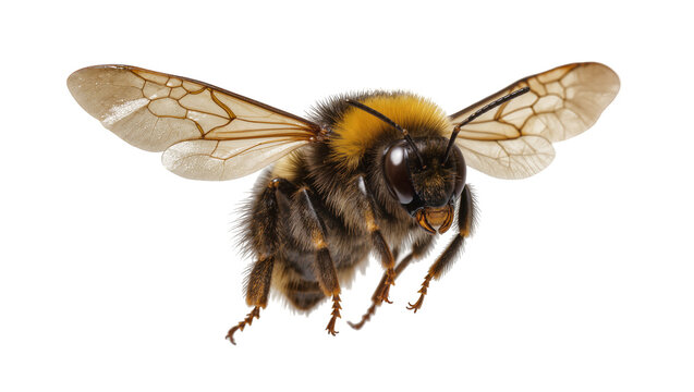 Bumblebee with wings spread, detailed macro shot