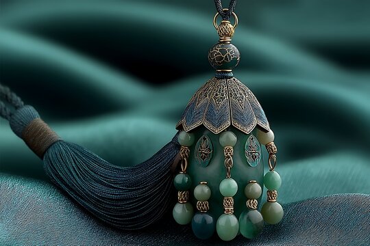 Traditional Carved Jade Jewelry with Tassels high resolution picture