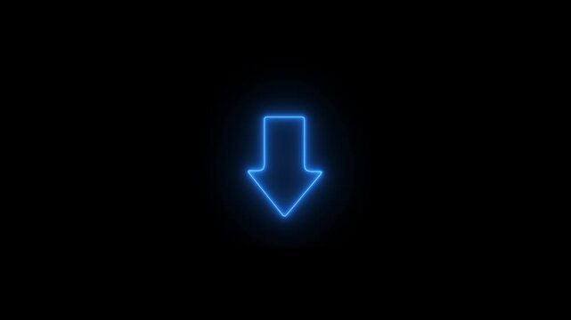 Abstract neon download icon glowing animation animation and black background .ck video