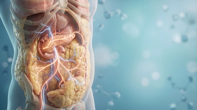 Pancreas Anatomy and Abdominal Organ Structure Medical Illustration