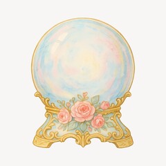 Obraz premium Vintage floral crystal ball illustration.