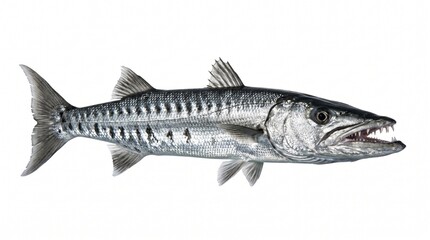 Naklejka premium fish ocean seafood fishing marine wild predator fierce sharp teeth fast swimming deep water exotic tropical coastal finned slender body hunting feeding behavior species wildlife
