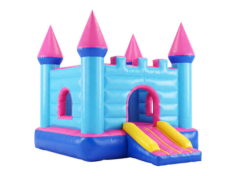 Inflatable castle bounce house isolated on transparent background