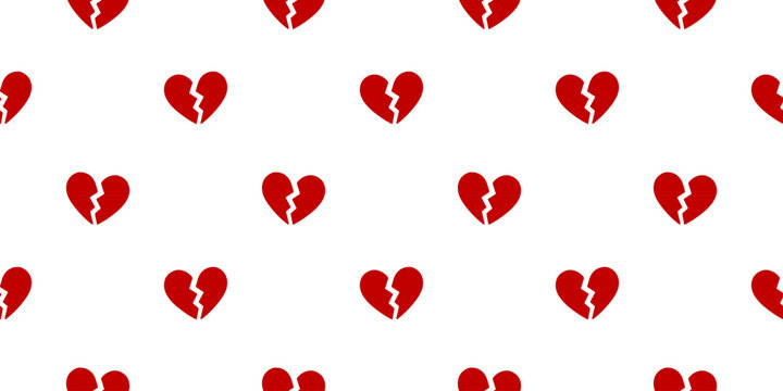 Minimal broken heart seamless pattern for love, breakup and relationship themes. Modern repeating background design.