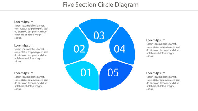 Five section circle business diagram template