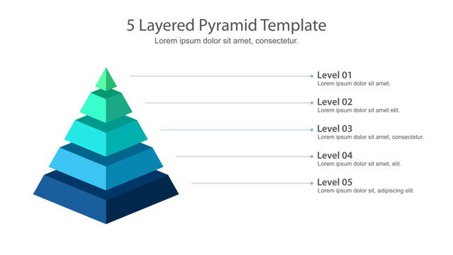 Five level 3d pyramid infographic template