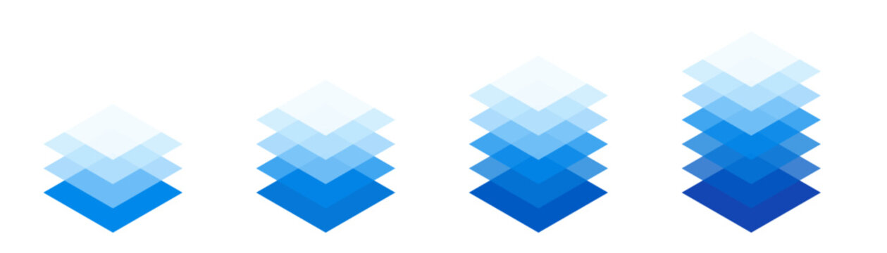 Isometric layered hierarchy icon set