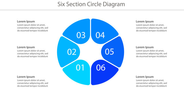 Six section circle business diagram template
