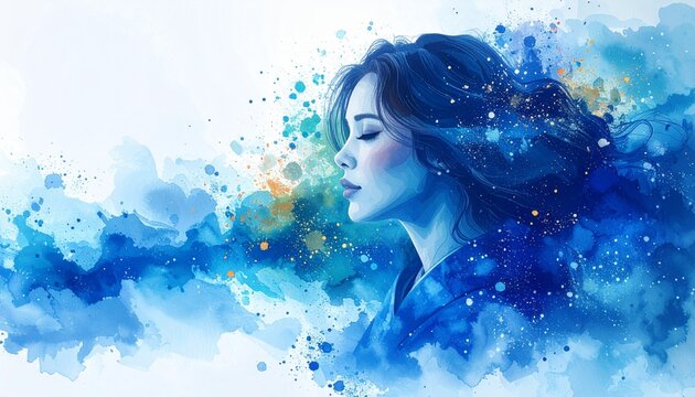Beautiful girl face in profile　美人の横顔