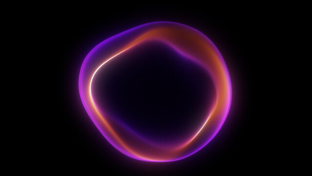 Magenta plasma sphere with glowing inner contour on dark background, smooth energy flow, purple pink gradients and luminous wave surface