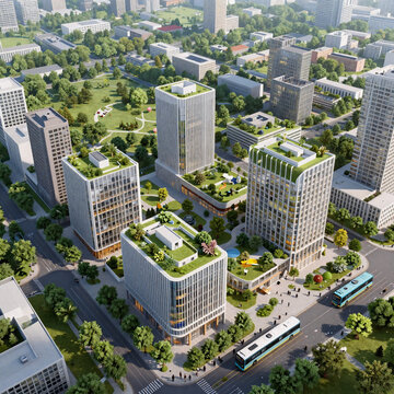 Retrofuturism Esg Ecology. Eco-Friendly Urban City Illustration Showcasing Sustainable And Environmentally Focused Design